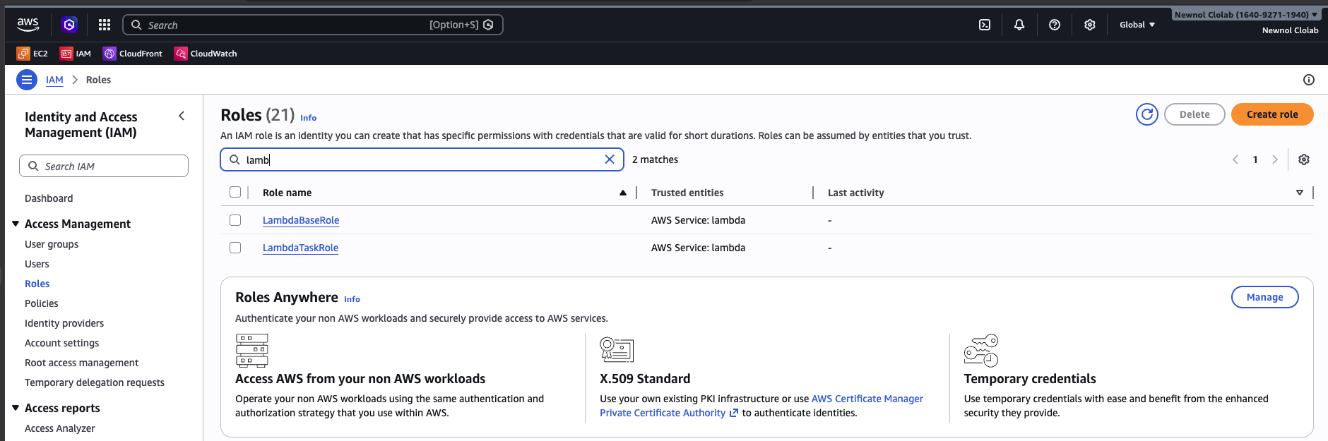 Separated IAM roles for the system