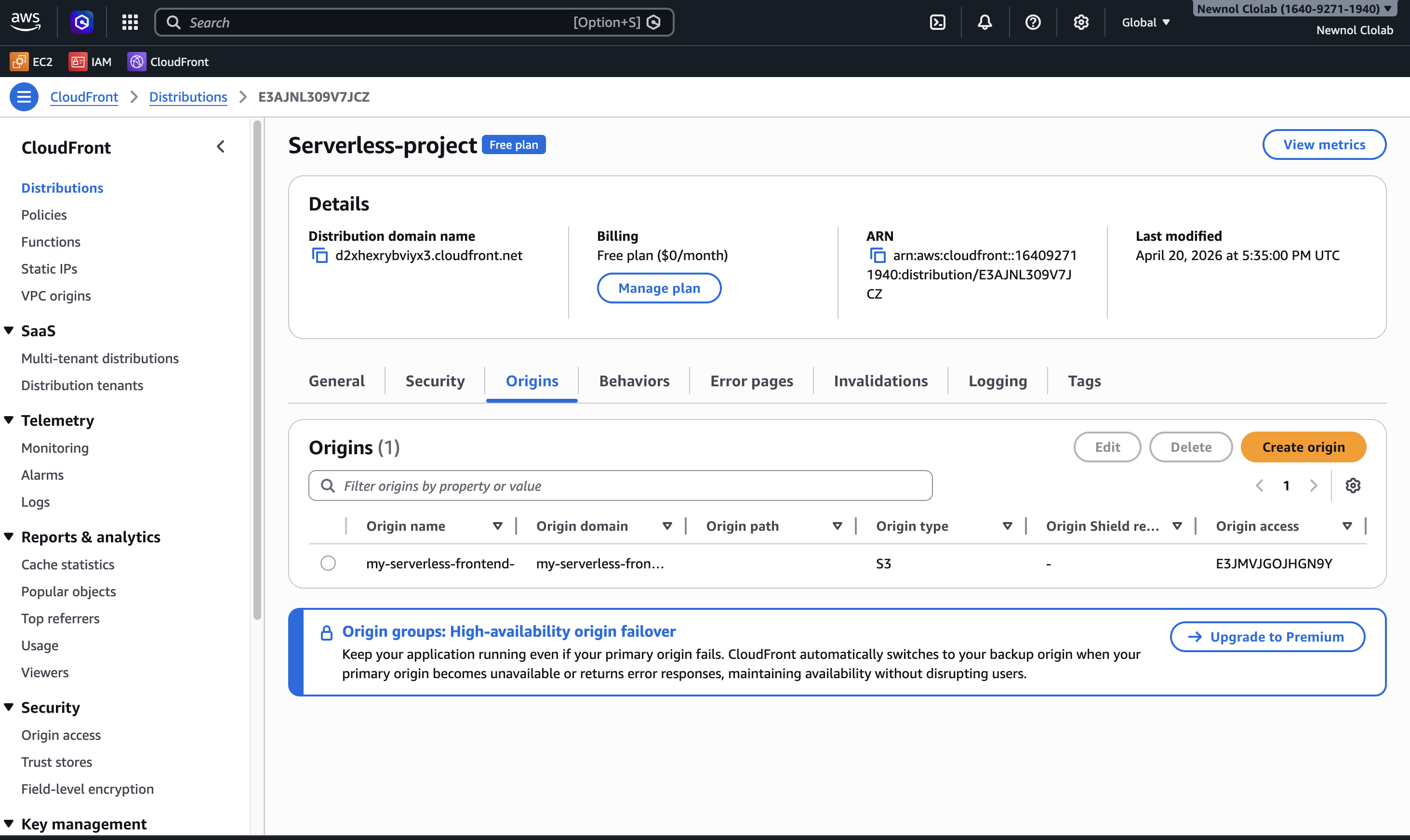 CloudFront OAC attached to the S3 origin